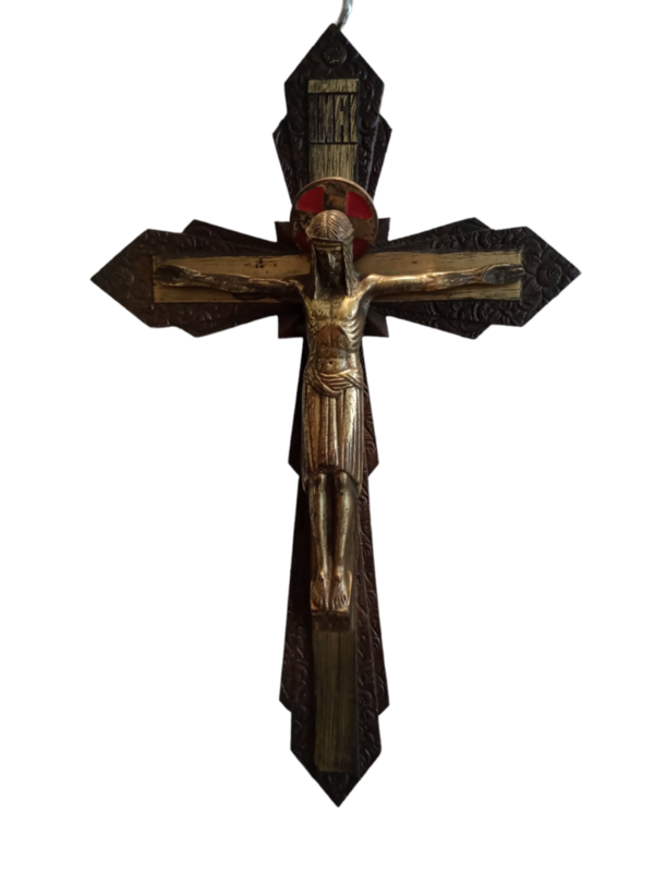Jugenstil/Art deco brass Crucifix